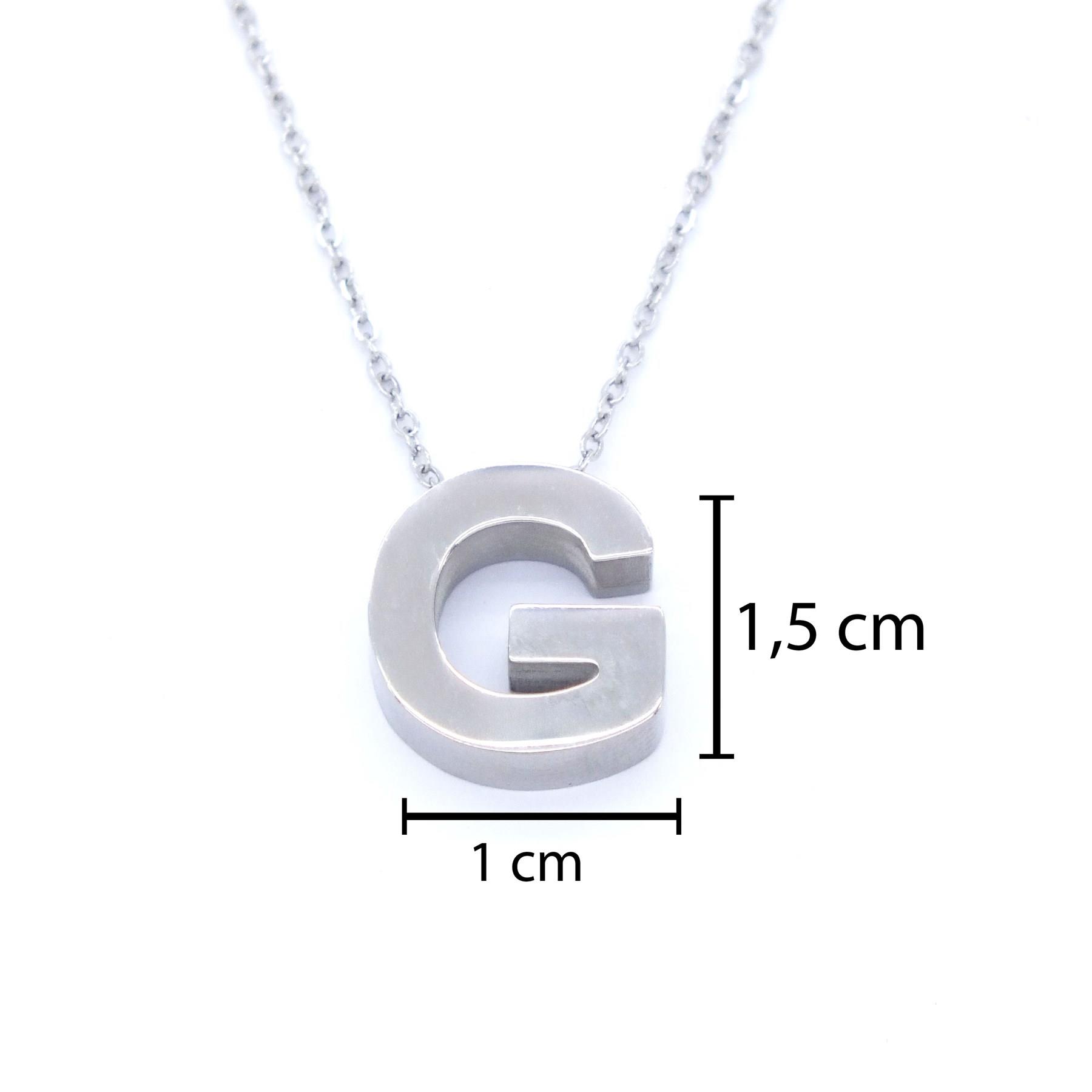 316L Çelik  G Harf Kolye 55 cm KLY-547