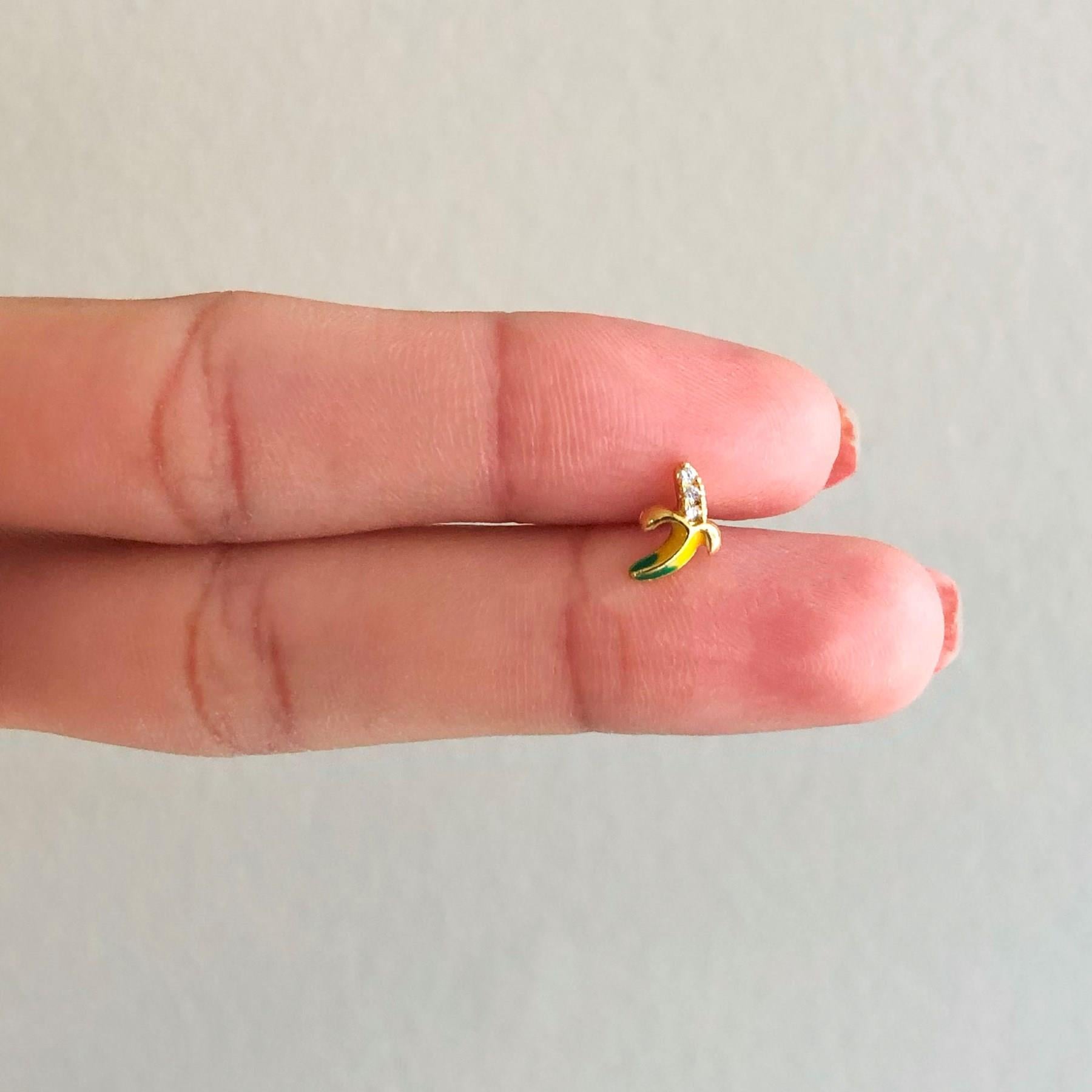 316L Çelik Zirkon Taşlı Muz Piercing PRC-161