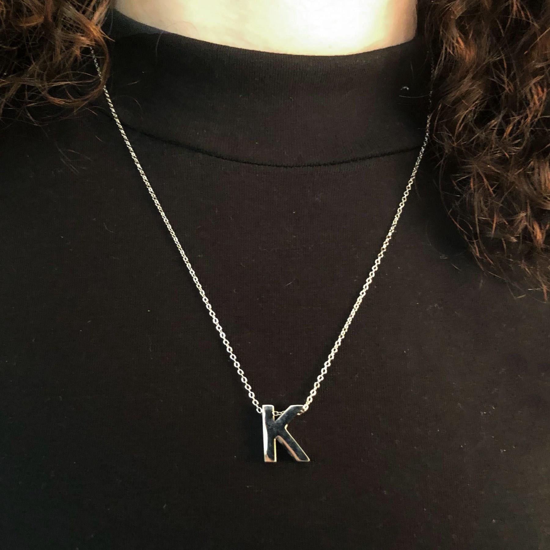 316L Çelik K Harf Kolye 55 cm KLY-548