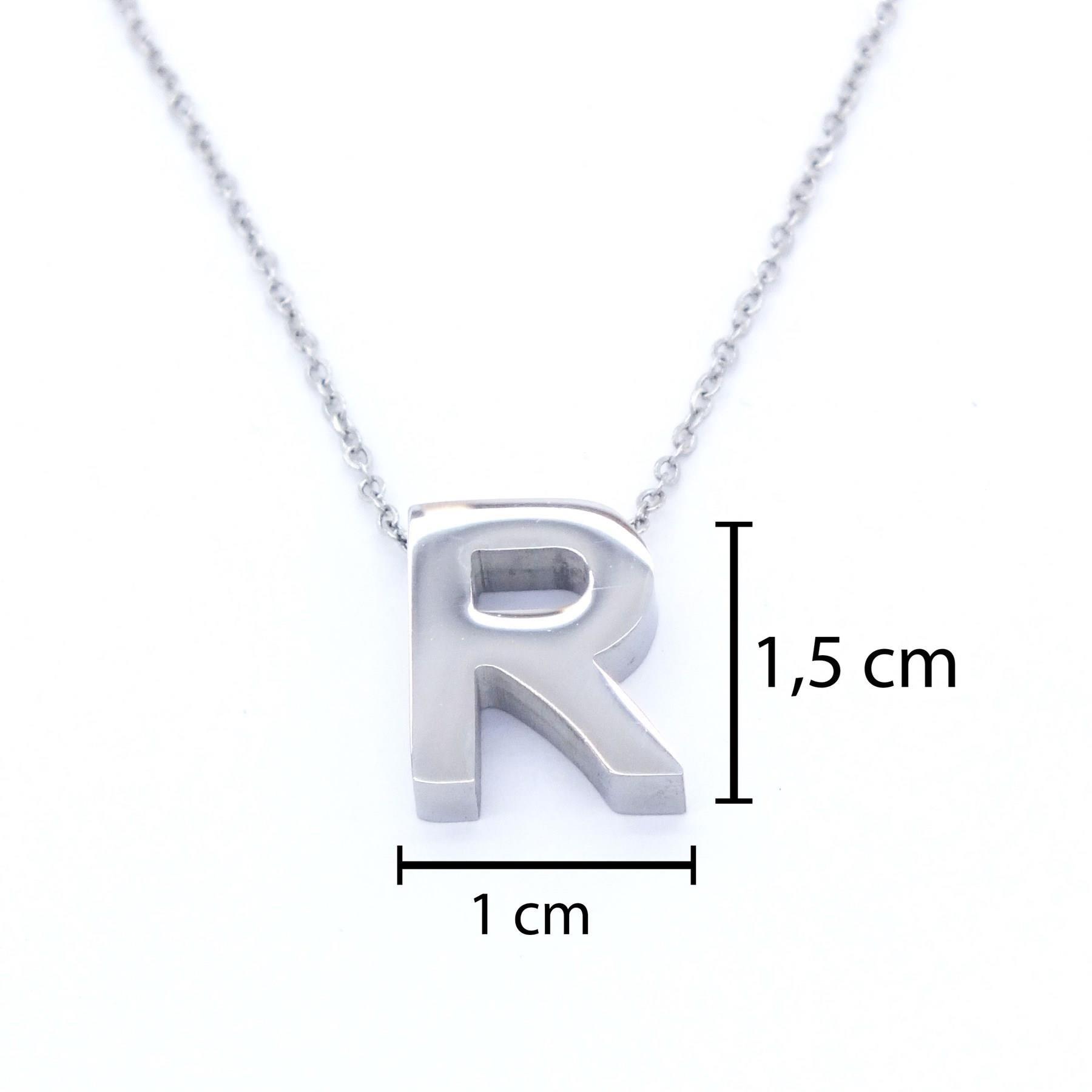 316L Çelik R Harf Kolye 55 cm KLY-549