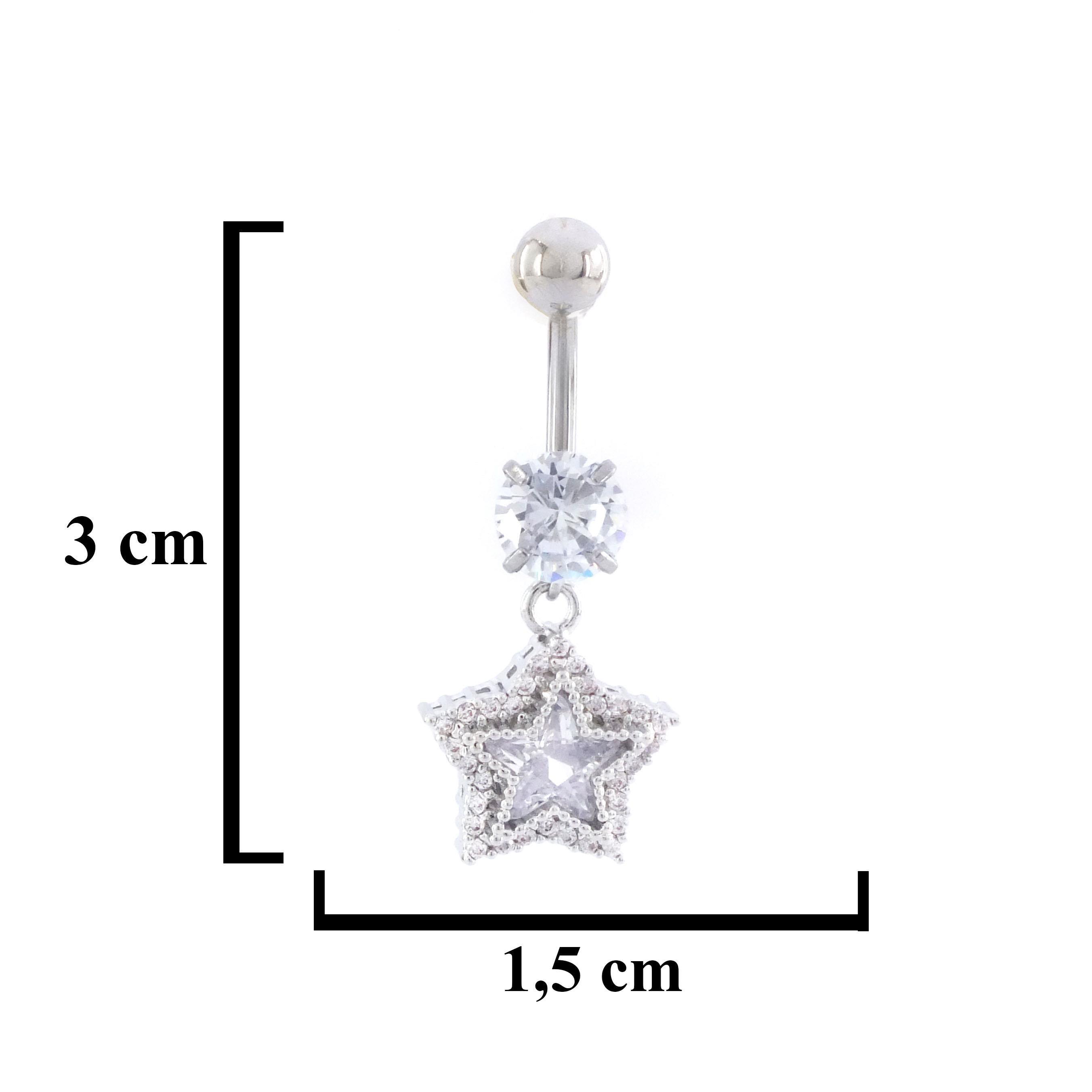 316L Çelik Yıldız Model Zirkon Taşlı Piercing  PRC-224