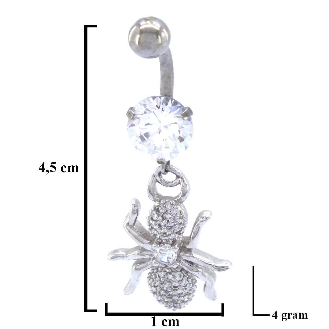 316L Çelik Zirkon Taşlı Karınca Piercing PRC-120