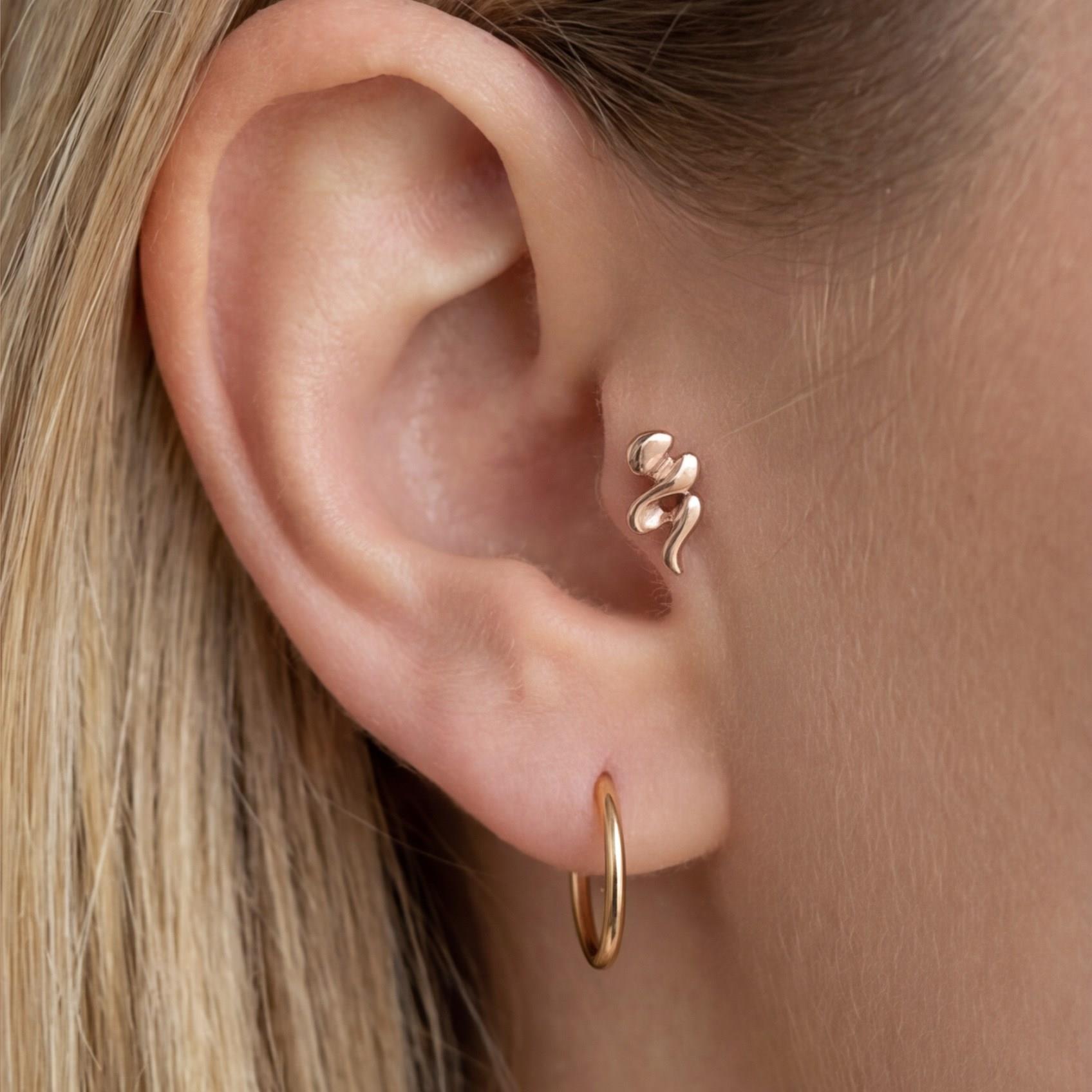 316L Çelik Zirkon Taşlı Rose Yılan Piercing PRC-157