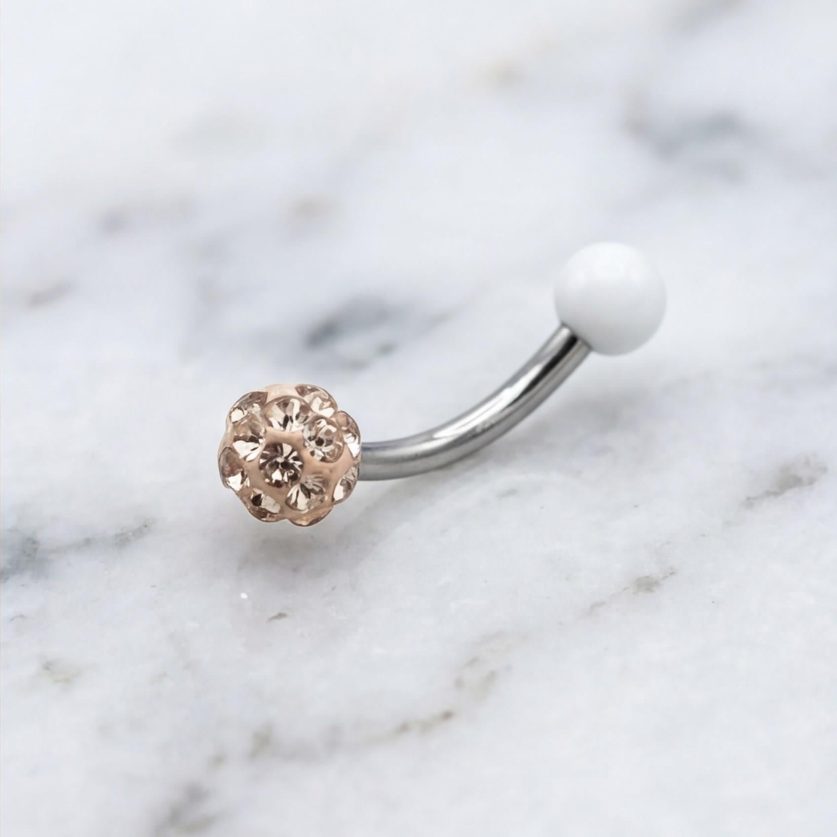 316L Çelik Zirkon Taşlı Top Piercing PRC-205