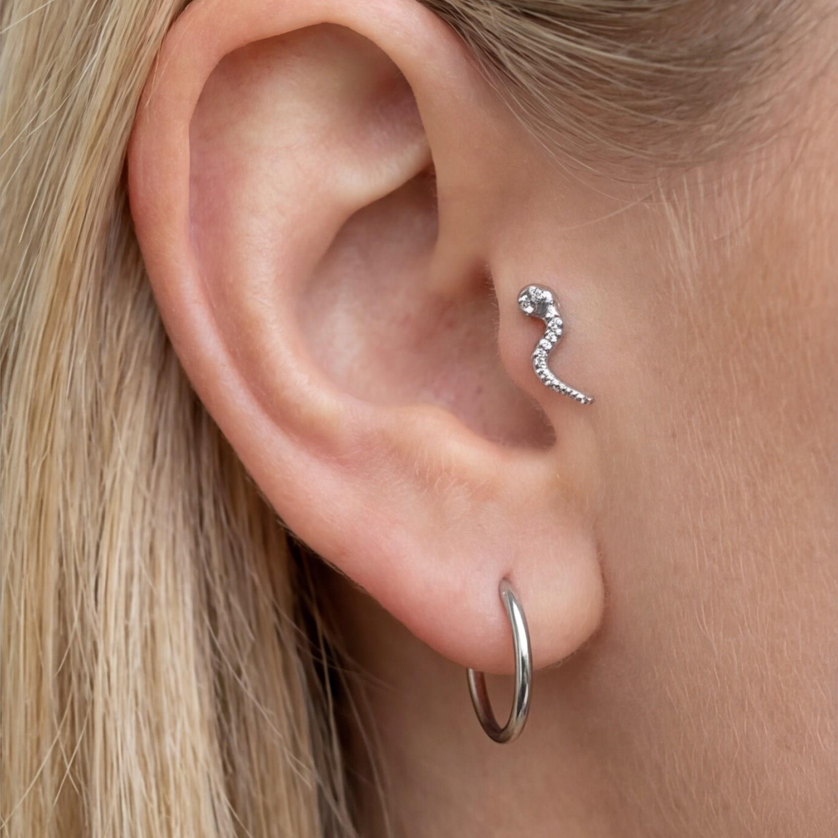 316L Çelik Zirkon Taşlı Yılan Şekilli Piercing PRC-198