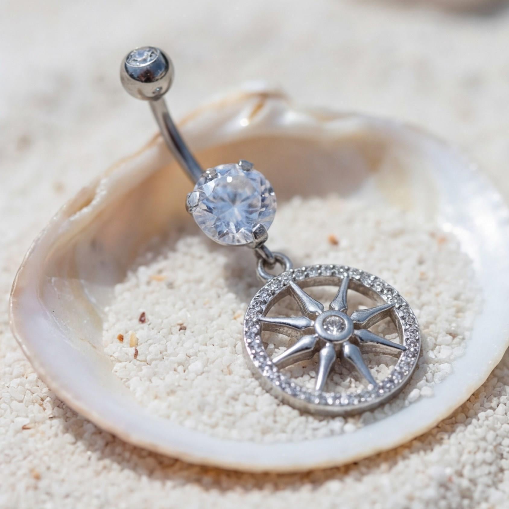 316L Çelik Zirkon Taşlı Yıldızlı Piercing PRC-133