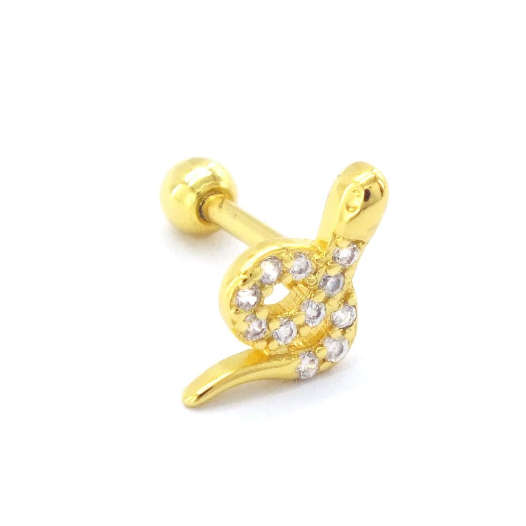 Altın Kaplama Zirkon Taşlı Yılan Piercing PRC-154