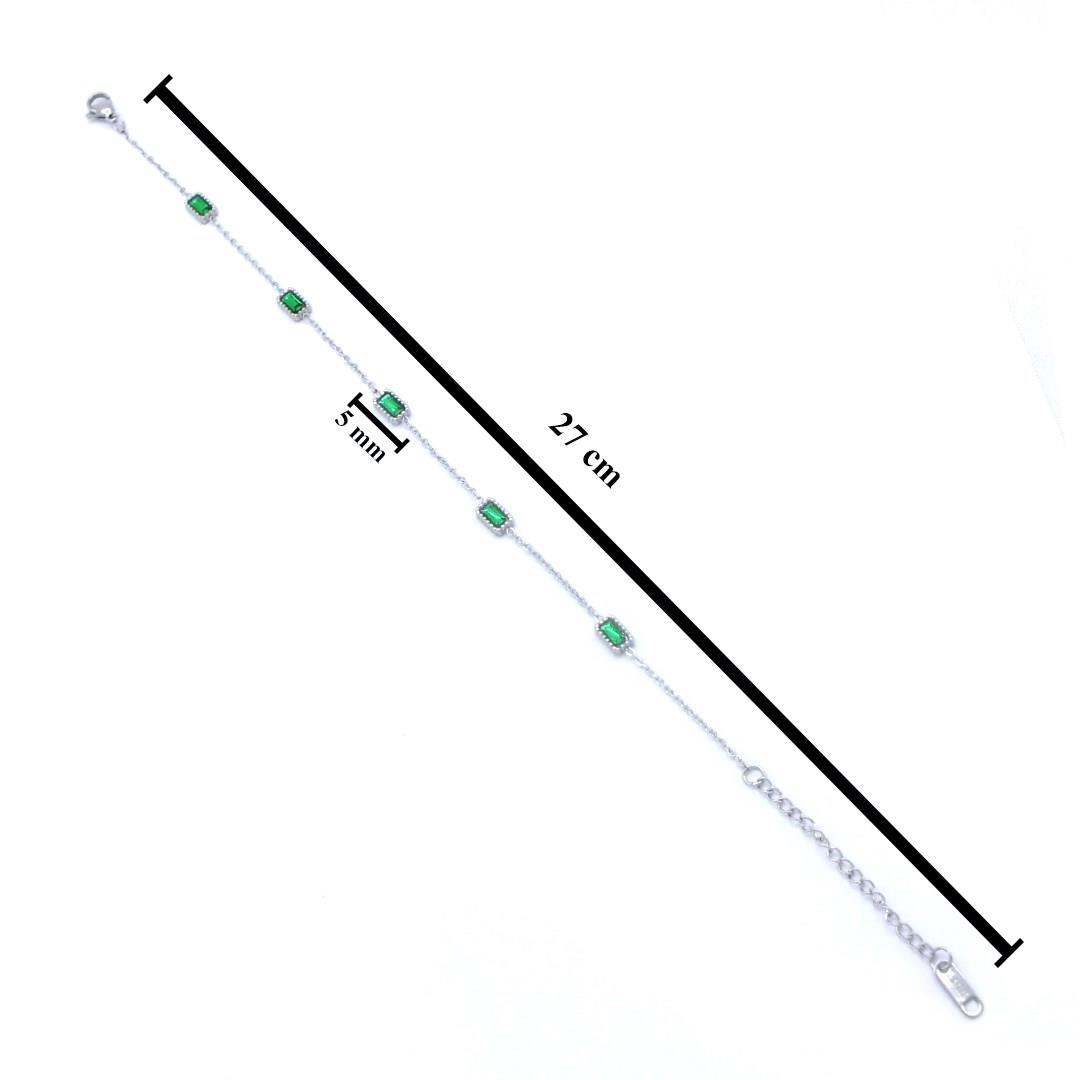 Çelik Halhal Yeşil Zirkon Taşlı Kadın Zincir Model HAL-178