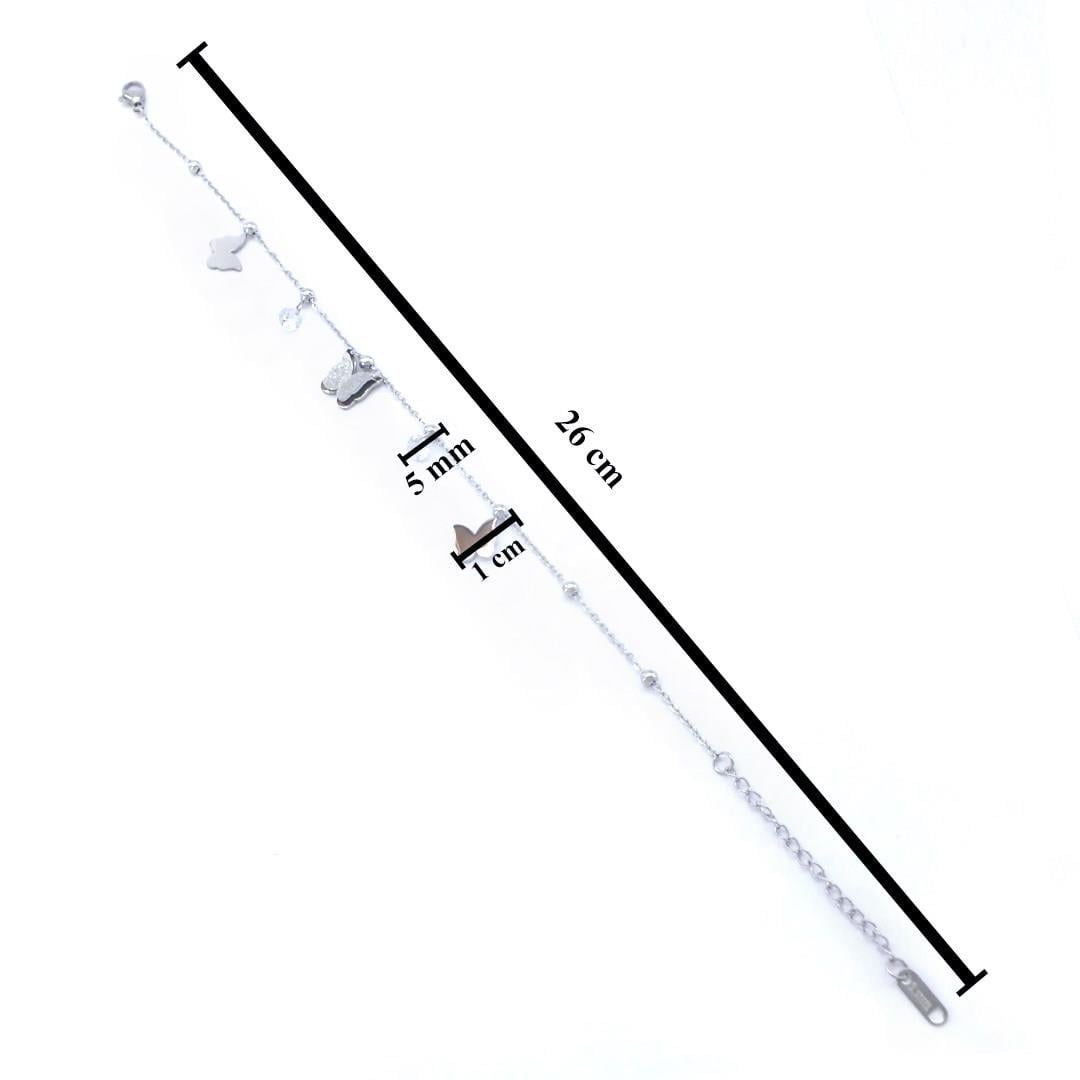 Çelik Halhal Zirkon Taşlı Kelebekli Model HAL-176