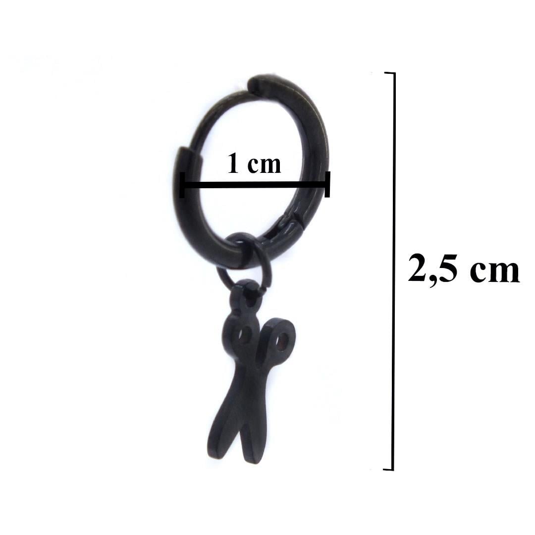 Erkek Çelik Küpe Siyah Makas Model UNK-488