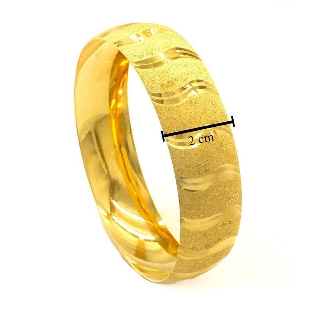 Altın Kaplama 2 cm Dalga Çizgili Bilezik BLZ-3092