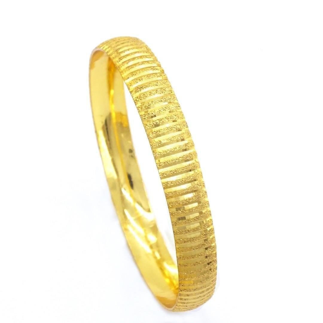 Altın Kaplama Çizgili Bilezik 0.8 cm BLZ-3051