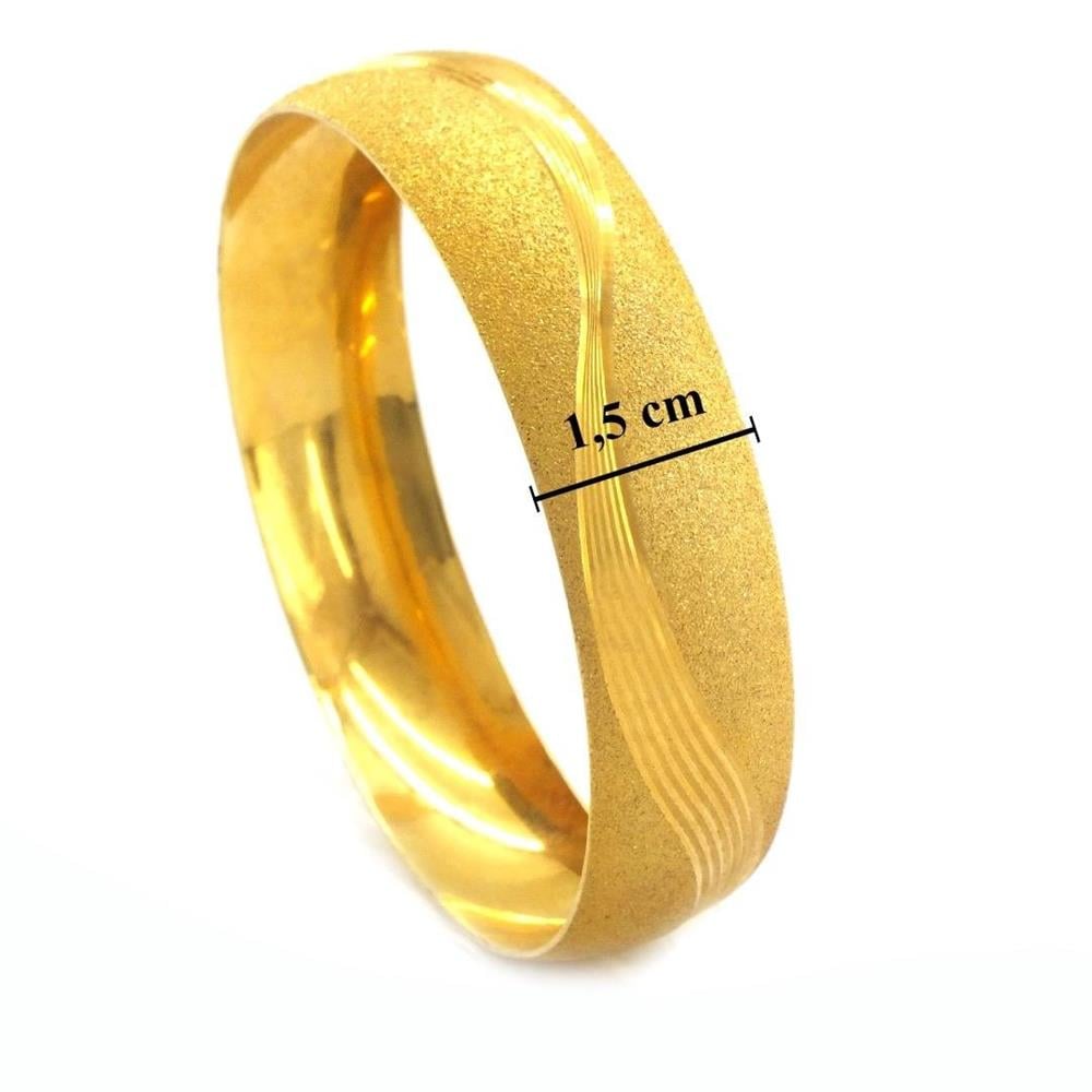 Altın Kaplama Dalgalı Simli 1.5 cm Bilezik BLZ-3054