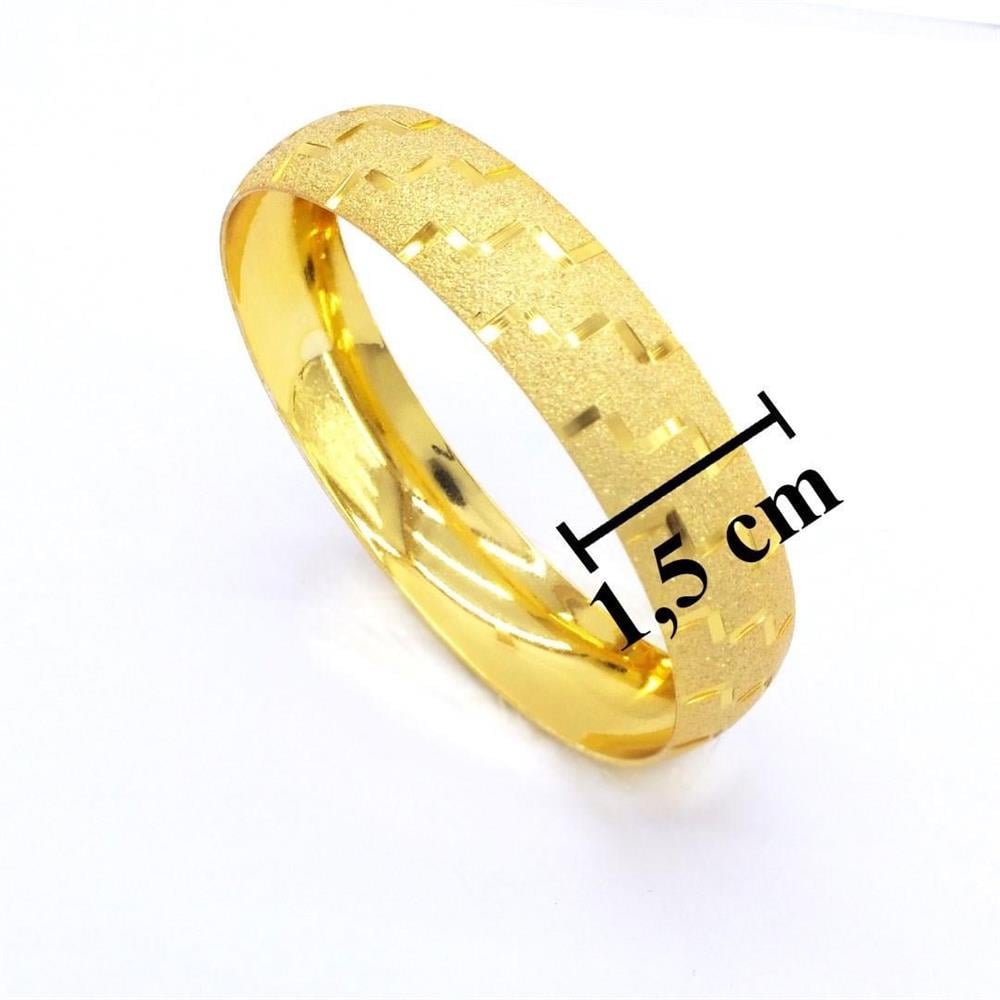 Altın Kaplama Desenli Simli Bilezik 1.5 cm BLZ-3043