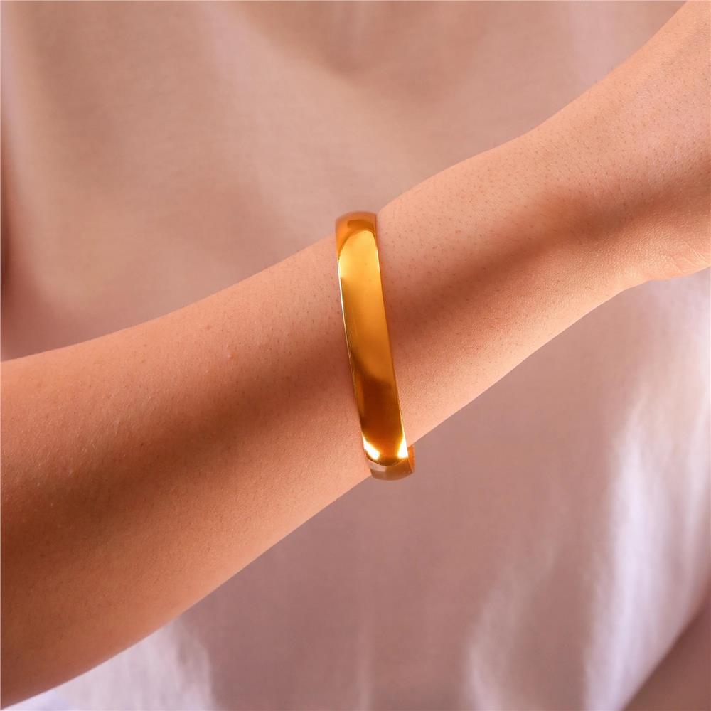 Altın Kaplama Düz Desensiz 1 cm Bilezik BLZ-3074