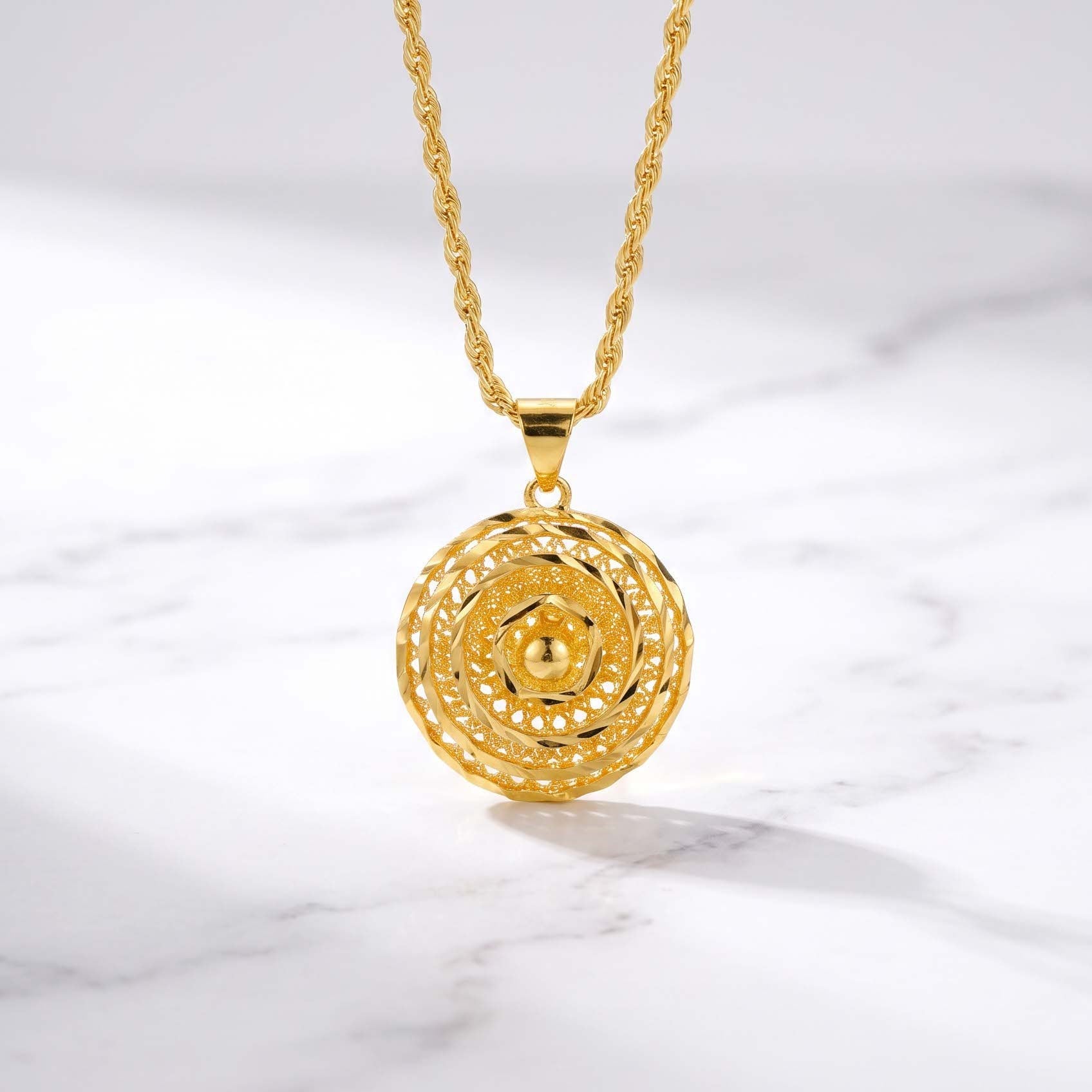 Altın Kaplama Hint İşi Füzyon Mandala Kolye KLY-675