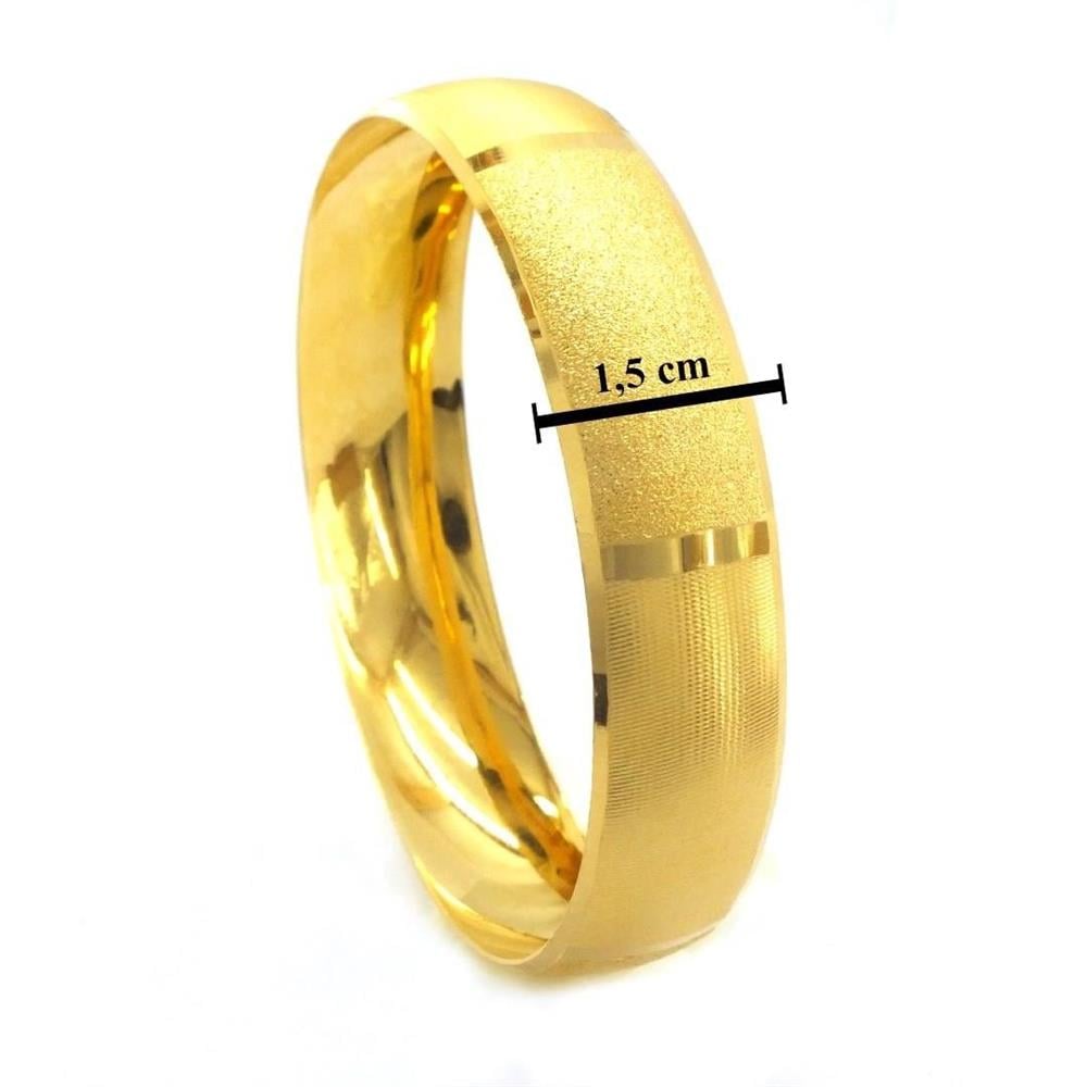 Altın Kaplama Parçalı Düz Ve Simli 1.5 cm Bilezik BLZ-3064