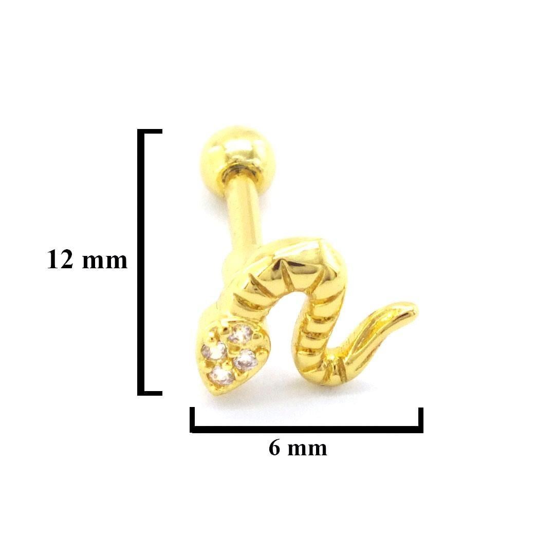 Altın Kaplama Zirkon Taşlı Yılan Piercing PRC-155