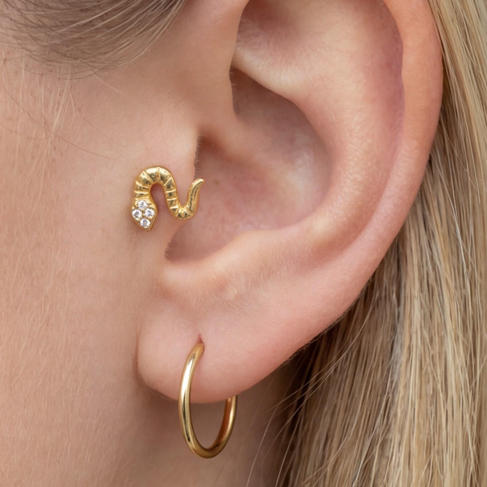 Altın Kaplama Zirkon Taşlı Yılan Piercing PRC-155