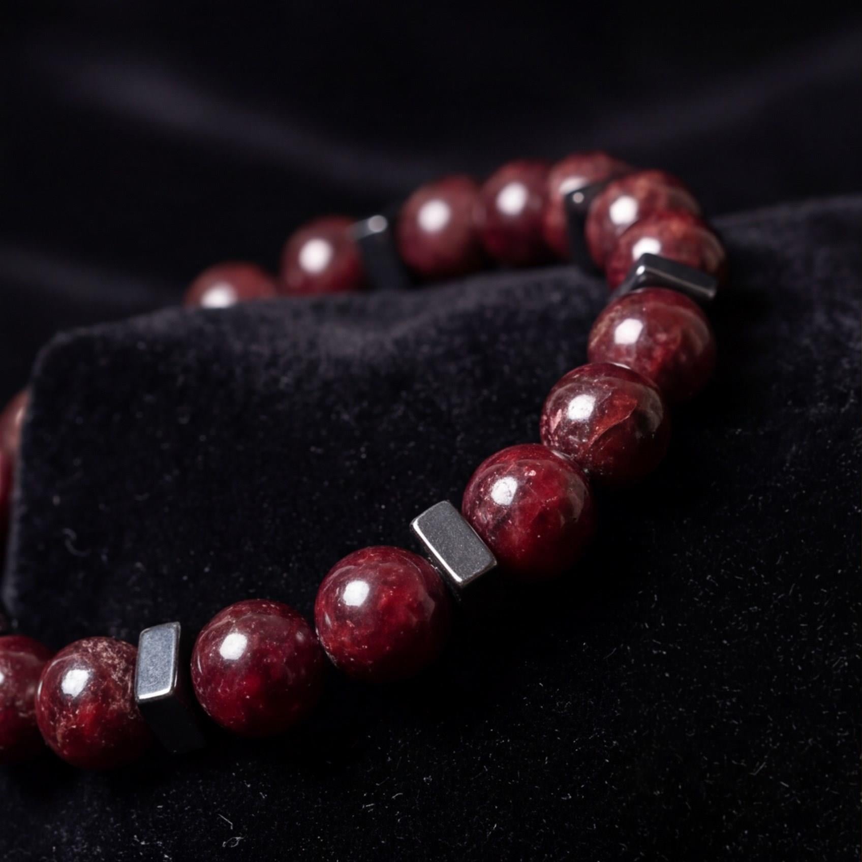 Bordo Akik Doğal Taş Erkek Bileklik EBLK-475