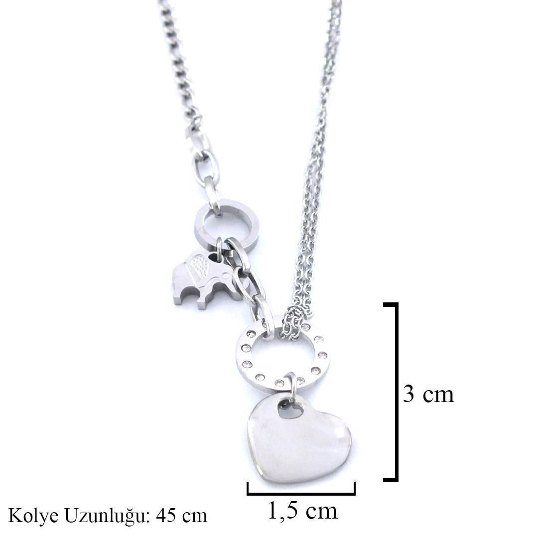 Çelik Kalp Kolye - Paslanmaz Çelik Kadın Kolye KLY-585