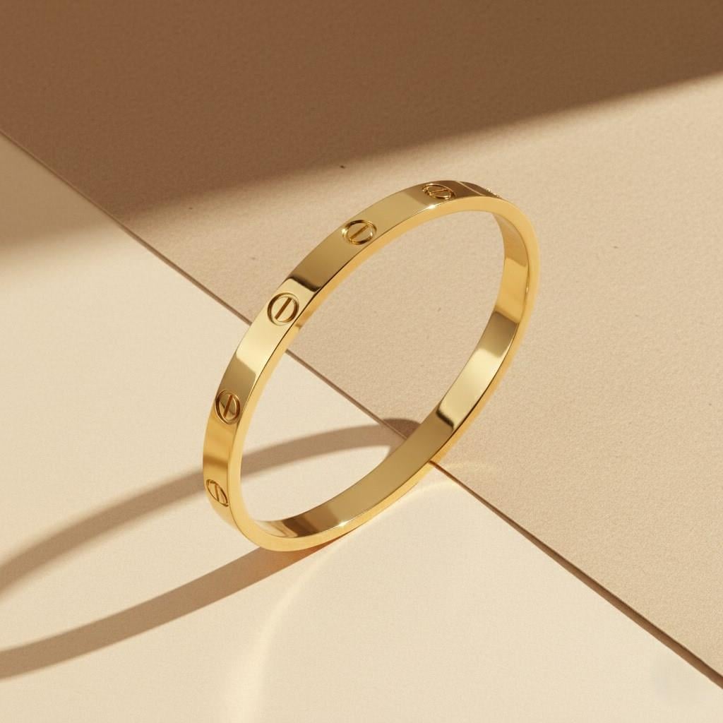 Çelik Kelepçe Bileklik Altın Kaplama Love Model BLZ-321
