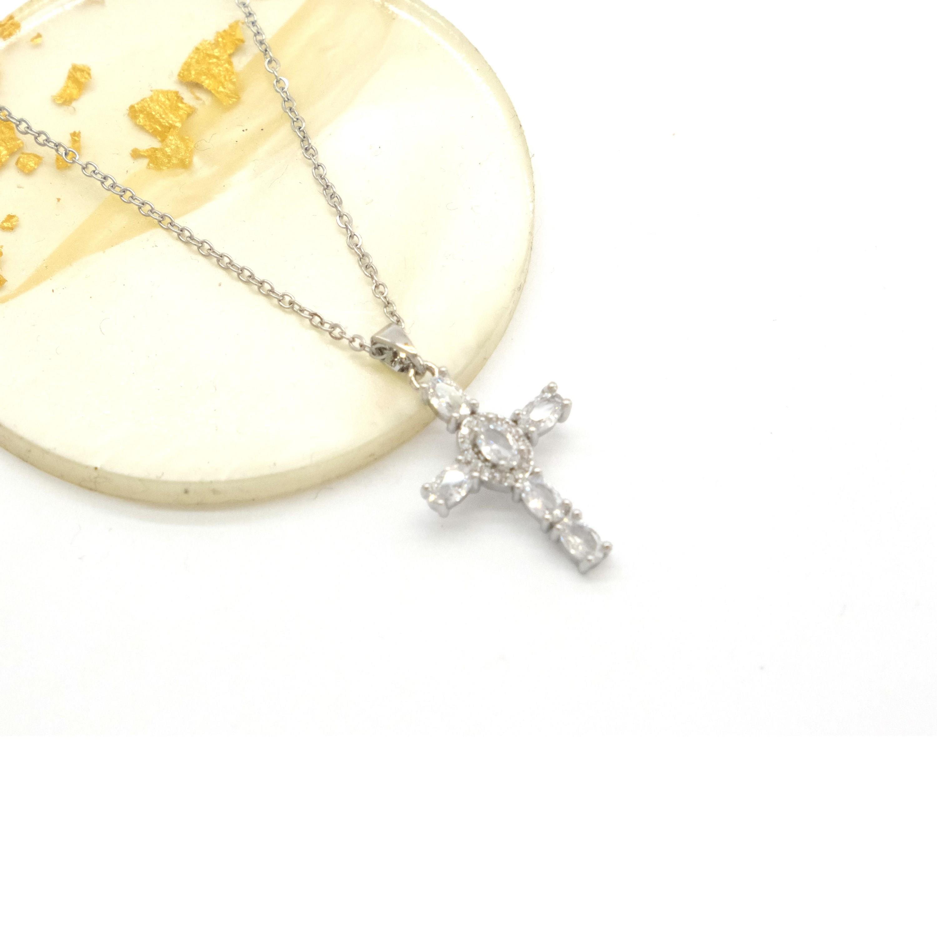 Damen Edelstahl Halskette mit Kreuz KLY-621