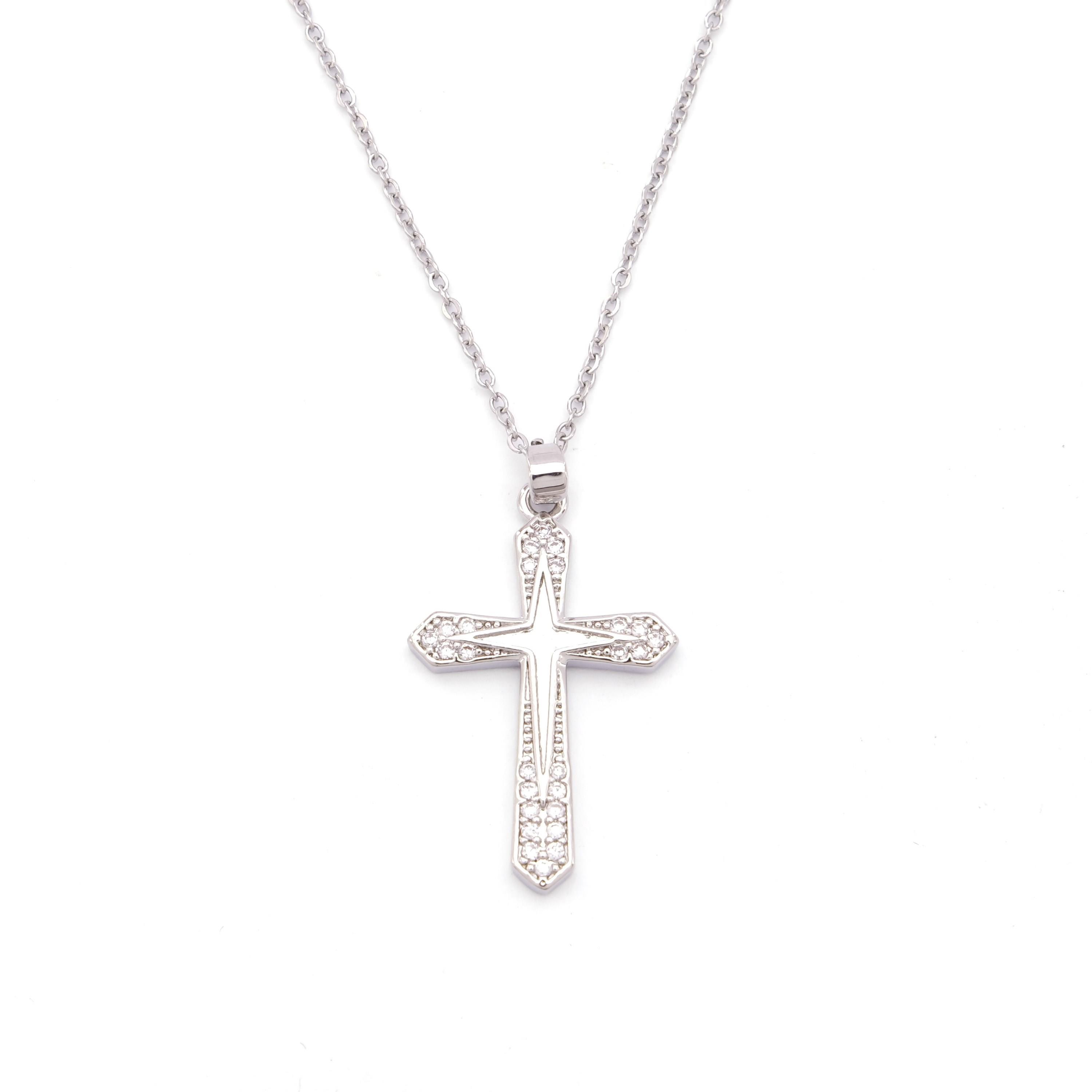 Damen Edelstahl Halskette mit Kreuz KLY-622