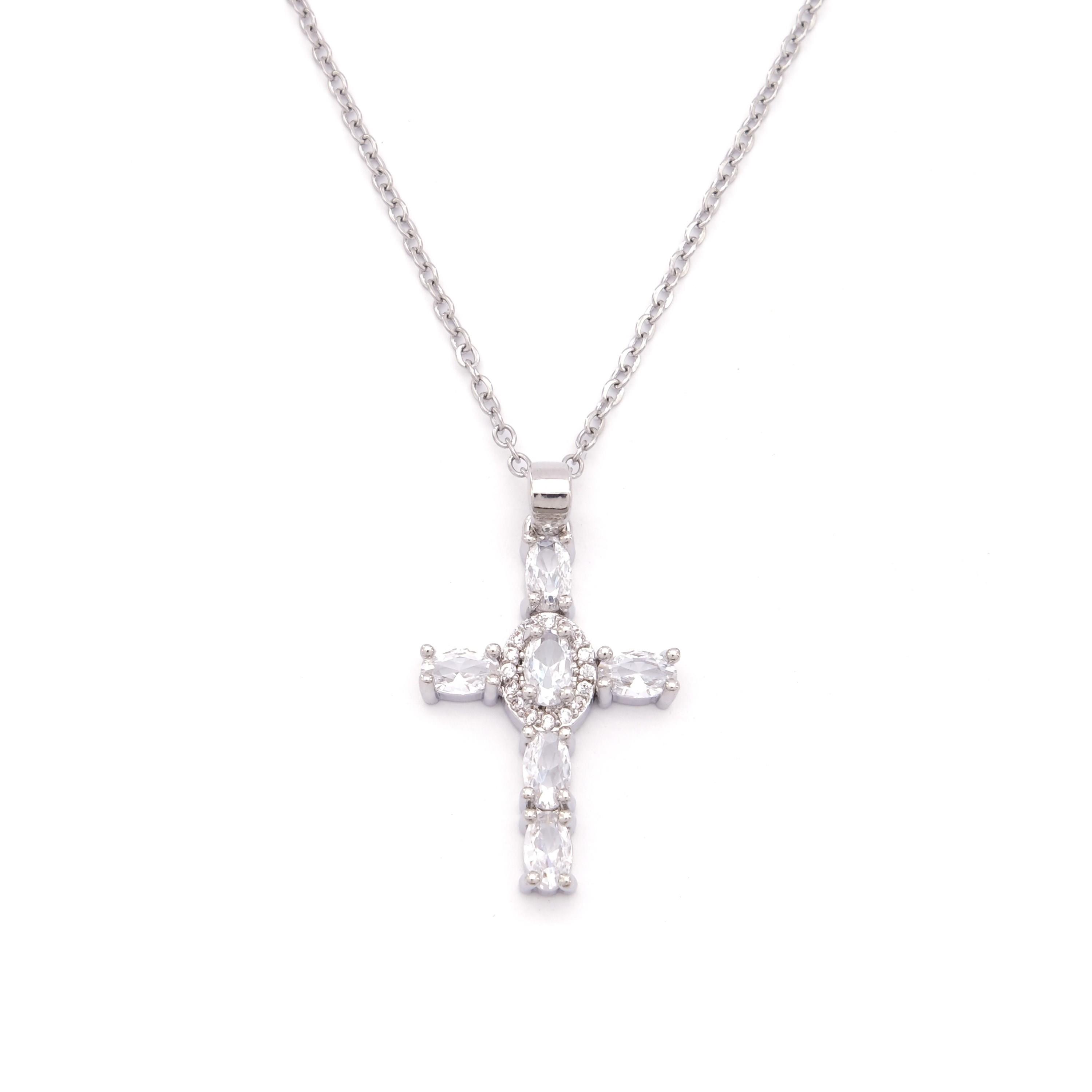 Damen Edelstahl Halskette mit Kreuz KLY-621