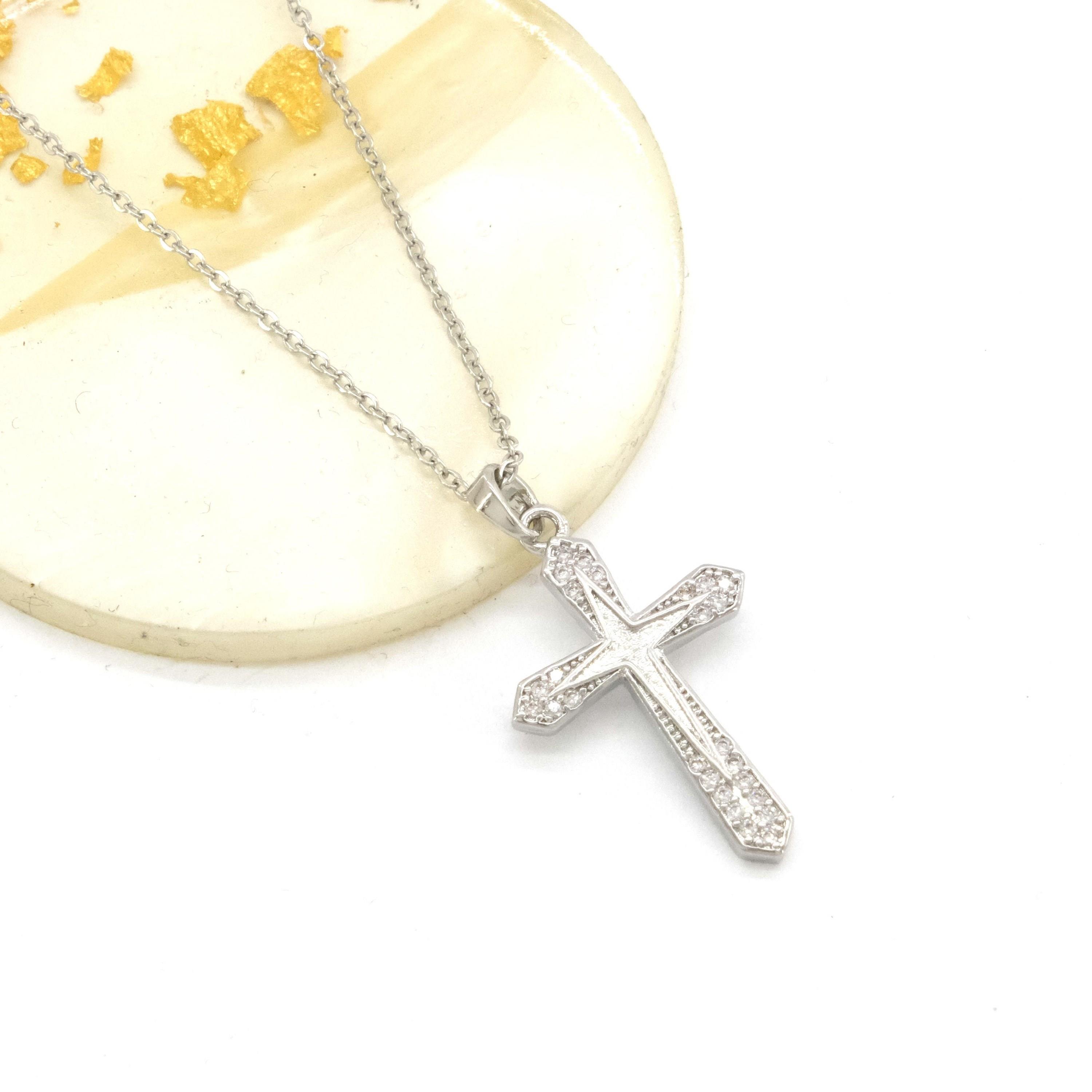 Damen Edelstahl Halskette mit Kreuz KLY-622