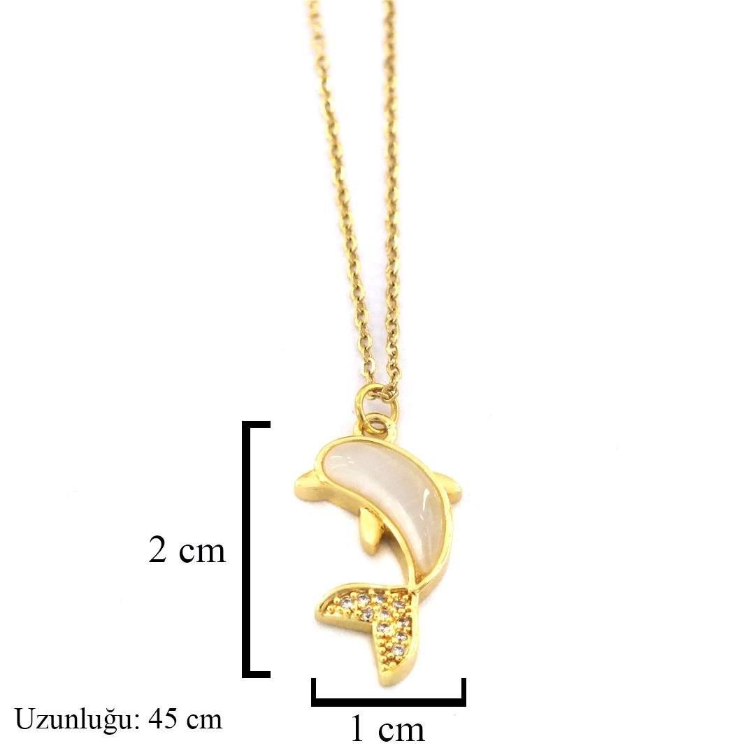 Edelstahl Halskette Delphin Vergoldet KLY-592