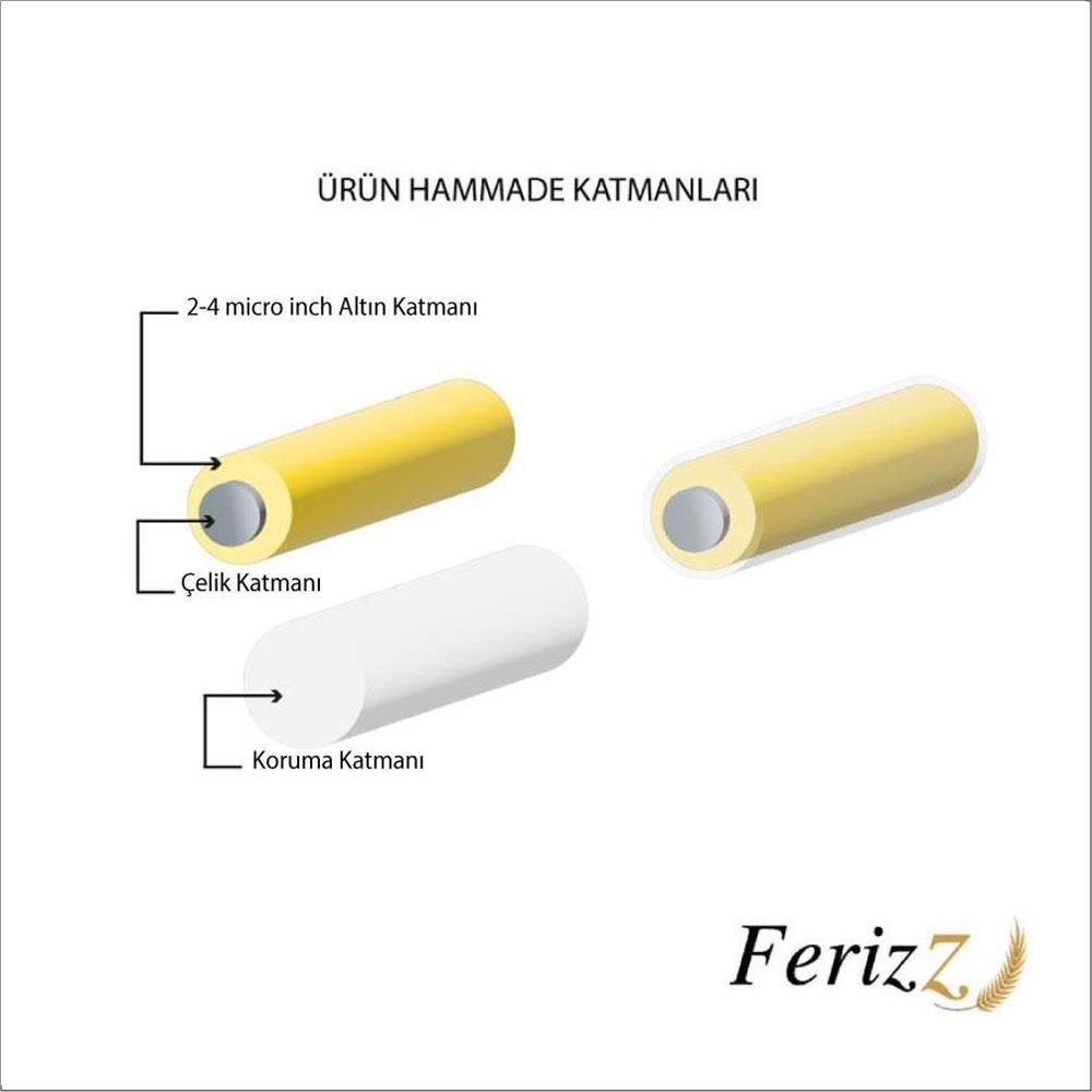 Çelik Yüzük Altın Kaplama Alyans YZK-215