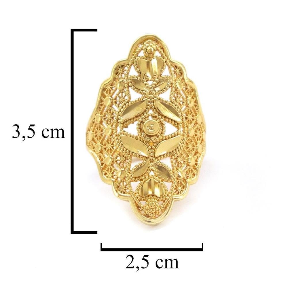 Çelik Yüzük Kadın Altın Kaplama Hint Model YZK-471