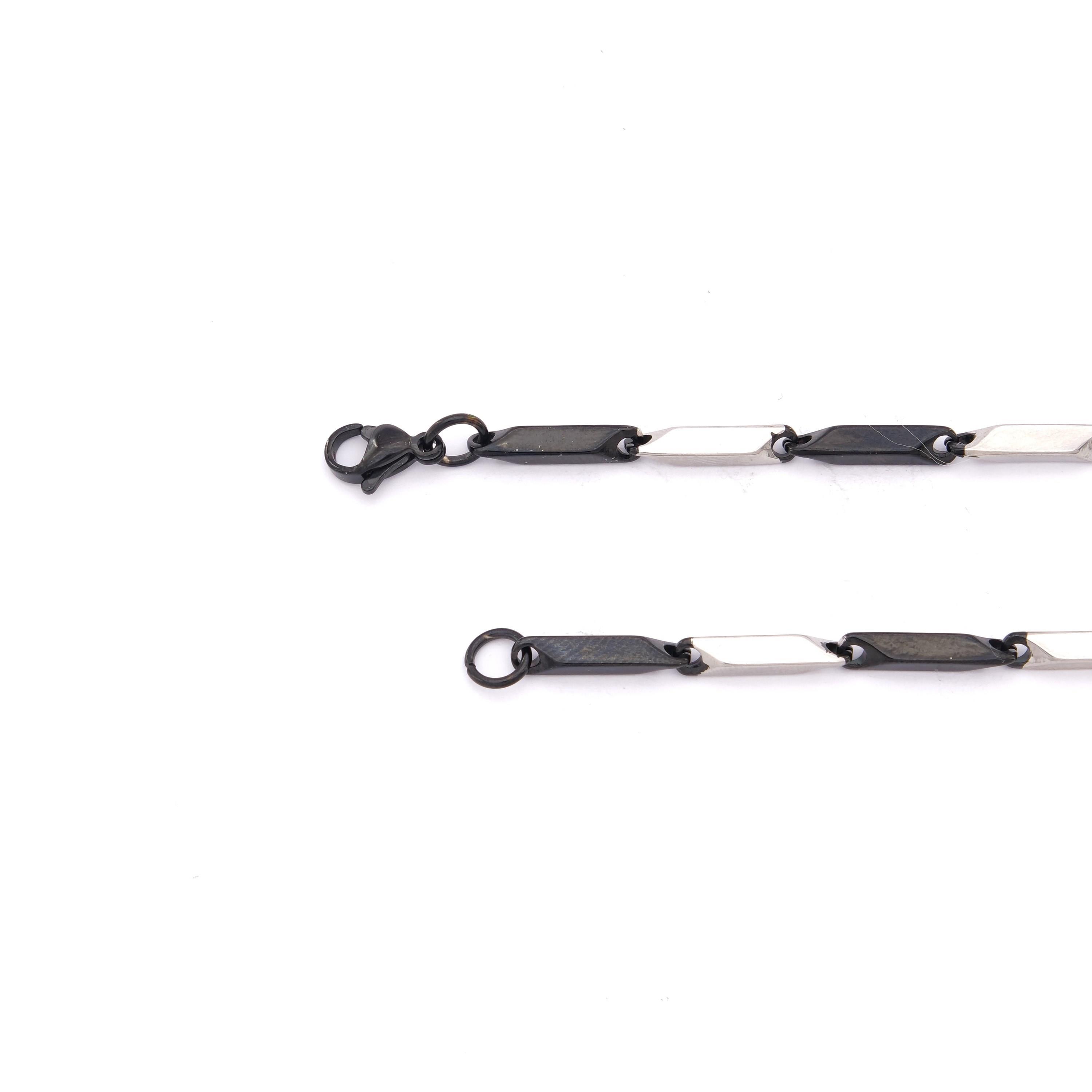 Çelik Zincir 316L Çelik Siyah Detaylı Erkek Model - ZN-228
