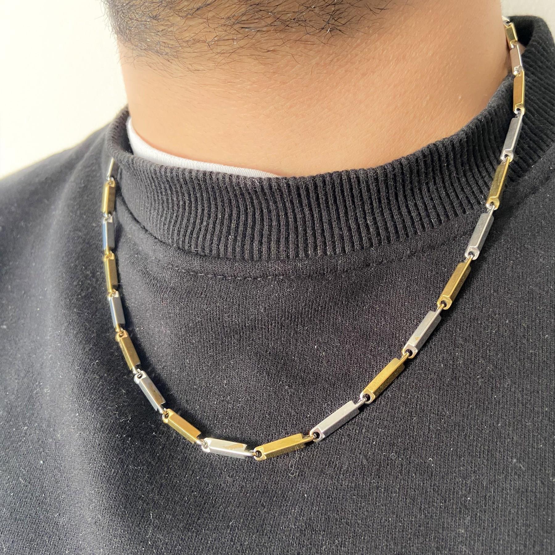 Çelik Zincir Altın Kaplama Çift Renk Erkek Model - ZN-226