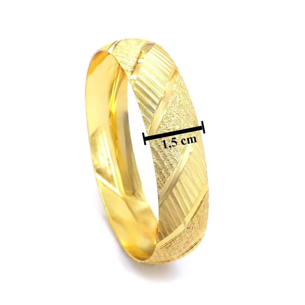 İmitasyon Bilezik Altın Kaplama 1.5 cm Yan Çizgili Model BLZ-3085