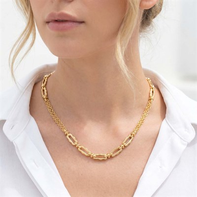 14 Karat Vergoldete Wellenförmige Gliederkette TH-0653