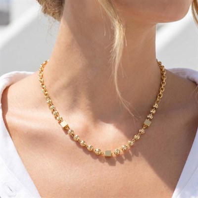 14 Karat Vergoldete Dorika Würfel Halskette ST-0280