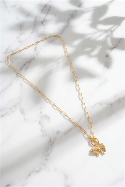 14 Karat Vergoldete Schleife Halskette mit Stein ST-5495
