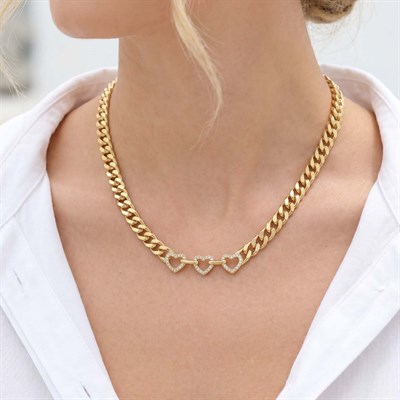 14 Karat Vergoldete Herz Halskette mit Stein GF-1523