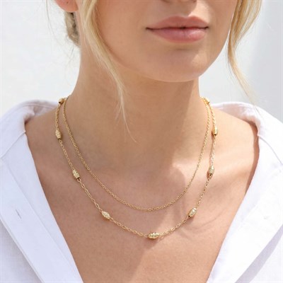 14 Karat Vergoldete Tonne Perlen Halskette ST-0261