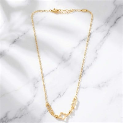 14 Karat Vergoldete Kleeblatt Halskette ST-0995