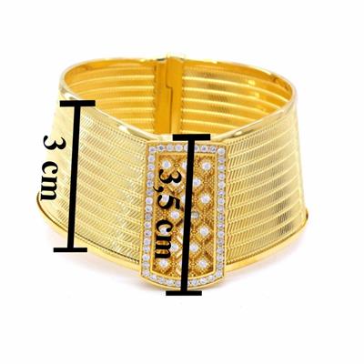 22 Altın Altın Kaplama Taşlı 9 Sıra Trabzon Kelepçe Bilezik