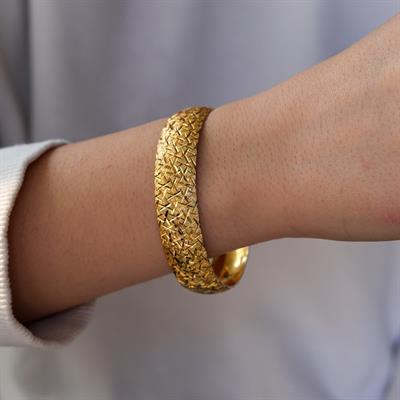 22 Ayar Altın Kaplama Cam Kırığı Bilezik 15mm Kalınlık BLZ-3071