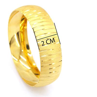22 Ayar Altın Kaplama Düz Çizgili Bilezik 2 CM Kalınlık BLZ-3014