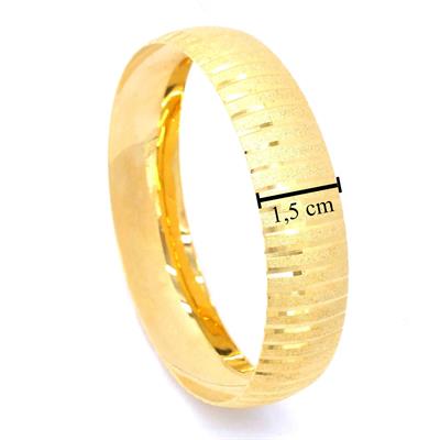 22 Ayar Altın Kaplama Düz Çizgili Bilezik 15mm BLZ-1277