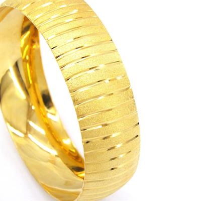 22 Ayar Altın Kaplama Düz Çizgili Bilezik 2 CM Kalınlık BLZ-3014