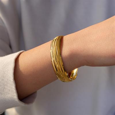 22 Ayar Altın Kaplama İmitasyon Bilezik 15mm Kalınlık BLZ-1290