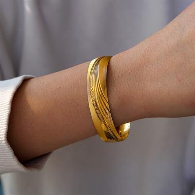 22 Ayar Altın Kaplama İmitasyon Bilezik 15mm Kalınlık BLZ-1268