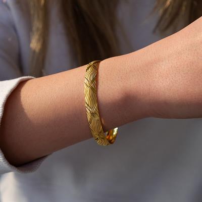 22 Ayar Altın Kaplama İmitasyon Desenli Bilezik 1 cm BLZ-3008